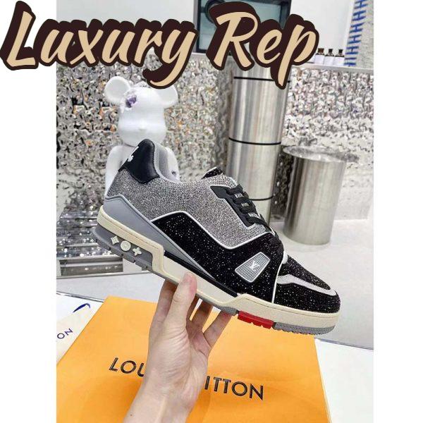 Replica Louis Vuitton Unisex Trainer Sneaker Black Strass Rubber Outsole LV Initials Monogram Flowers 8