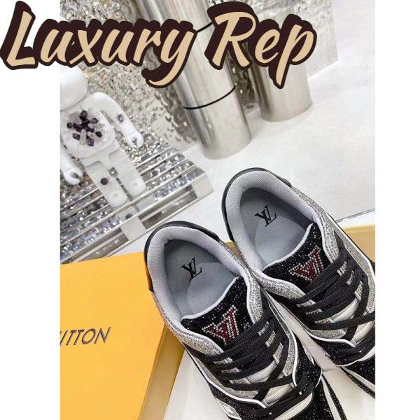 Replica Louis Vuitton Unisex Trainer Sneaker Black Strass Rubber Outsole LV Initials Monogram Flowers 9