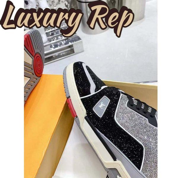 Replica Louis Vuitton Unisex Trainer Sneaker Black Strass Rubber Outsole LV Initials Monogram Flowers 11