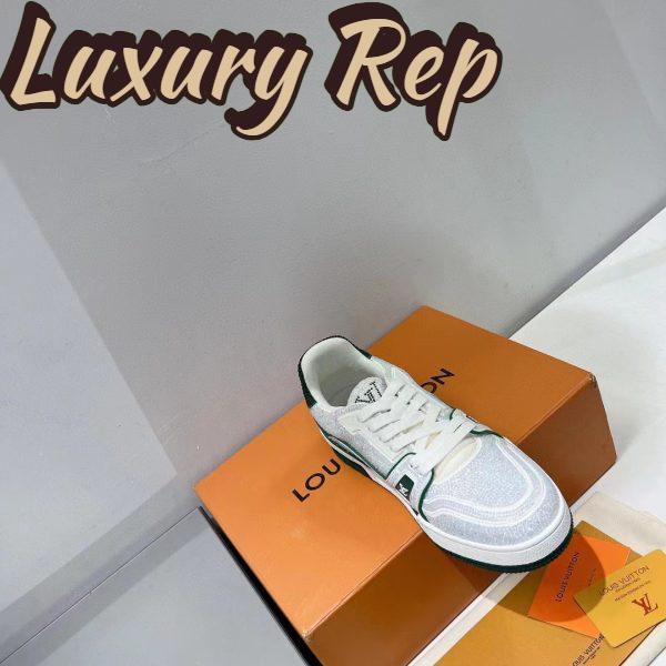 Replica Louis Vuitton Unisex Trainer Sneaker Green Strass Rubber Outsole LV Initials Monogram Flowers 4