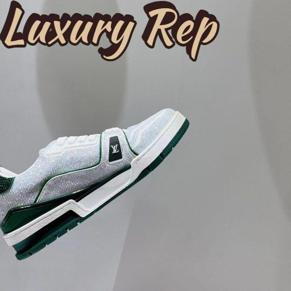 Replica Louis Vuitton Unisex Trainer Sneaker Green Strass Rubber Outsole LV Initials Monogram Flowers 5