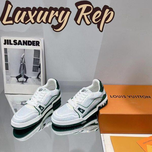 Replica Louis Vuitton Unisex Trainer Sneaker Green Strass Rubber Outsole LV Initials Monogram Flowers 6