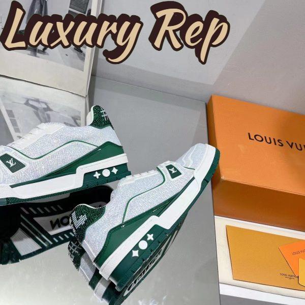 Replica Louis Vuitton Unisex Trainer Sneaker Green Strass Rubber Outsole LV Initials Monogram Flowers 8