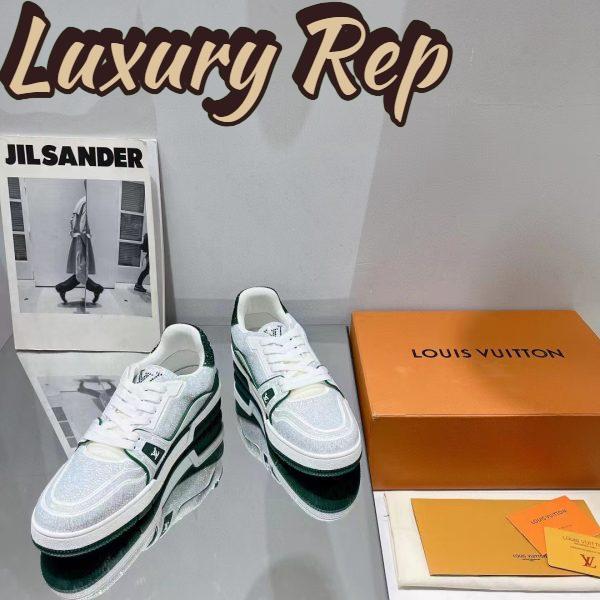 Replica Louis Vuitton Unisex Trainer Sneaker Green Strass Rubber Outsole LV Initials Monogram Flowers 9