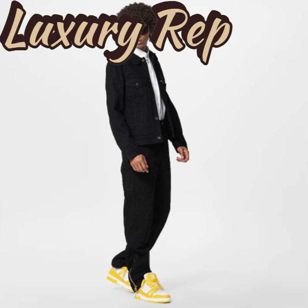 Replica Louis Vuitton Unisex LV Trainer Sneaker Yellow Monogram Denim Rubber Outsole Monogram Flowers 11