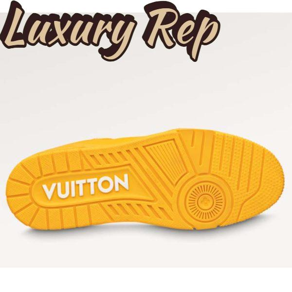 Replica Louis Vuitton Unisex LV Trainer Sneaker Yellow Monogram-Embossed Grained Calf Leather 2