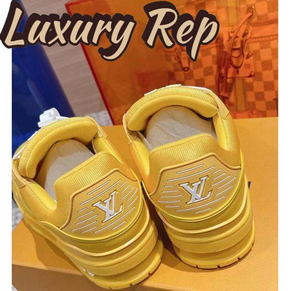 Replica Louis Vuitton Unisex LV Trainer Sneaker Yellow Monogram-Embossed Grained Calf Leather 10