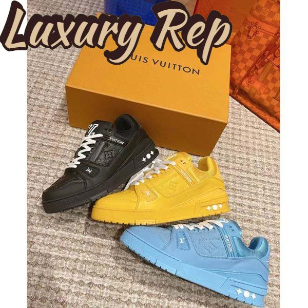 Replica Louis Vuitton Unisex LV Trainer Sneaker Yellow Monogram-Embossed Grained Calf Leather 13
