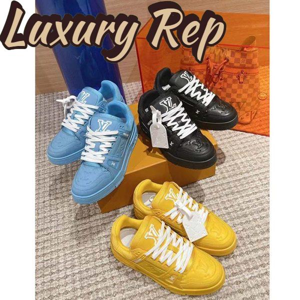 Replica Louis Vuitton Unisex LV Trainer Sneaker Yellow Monogram-Embossed Grained Calf Leather 14