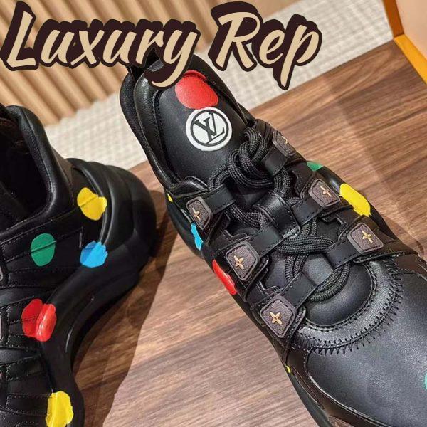 Replica Louis Vuitton Unisex LV x YK Archlight Sneaker Black Calf Leather Oversized Rubber Outsole 10