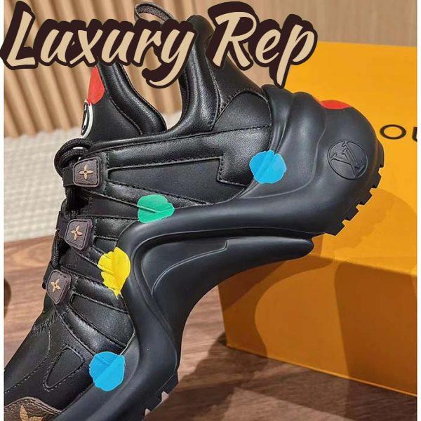 Replica Louis Vuitton Unisex LV x YK Archlight Sneaker Black Calf Leather Oversized Rubber Outsole 11
