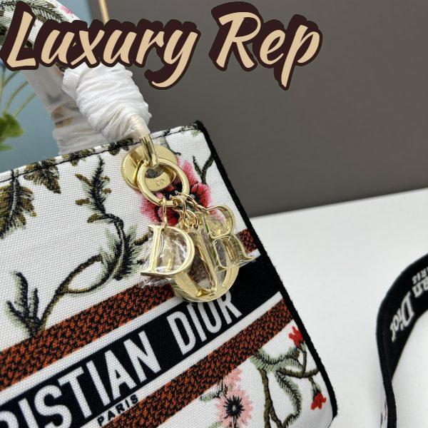 Replica Dior Women CD Medium Lady D-Lite Bag White Multicolor Dior Petites Fleurs Embroidery 10