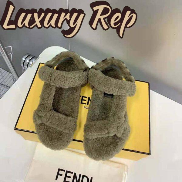 Replica Fendi Women Feel Green Sheepskin Sandals 3