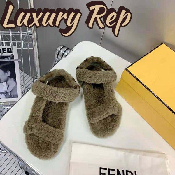 Replica Fendi Women Feel Green Sheepskin Sandals 4