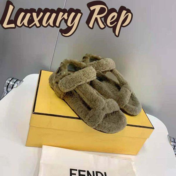 Replica Fendi Women Feel Green Sheepskin Sandals 5