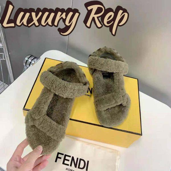 Replica Fendi Women Feel Green Sheepskin Sandals 6