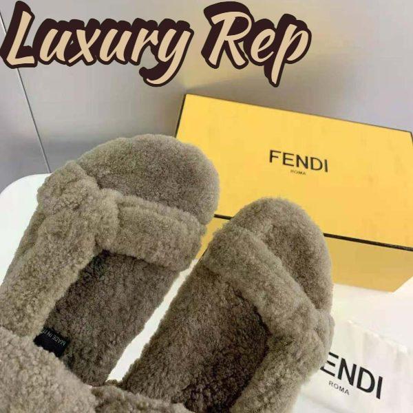 Replica Fendi Women Feel Green Sheepskin Sandals 10