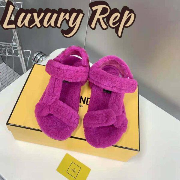 Replica Fendi Women Feel Purple Sheepskin Sandals 3