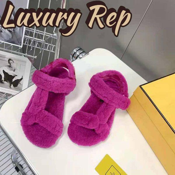 Replica Fendi Women Feel Purple Sheepskin Sandals 4