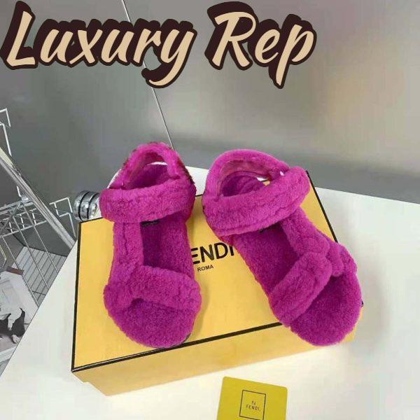 Replica Fendi Women Feel Purple Sheepskin Sandals 5