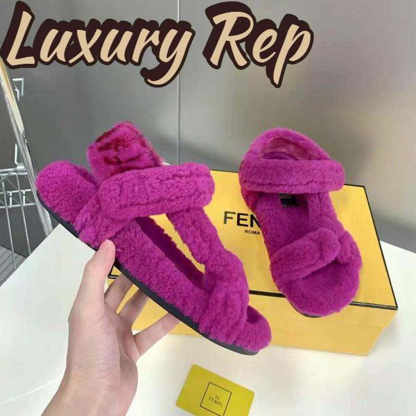 Replica Fendi Women Feel Purple Sheepskin Sandals 6