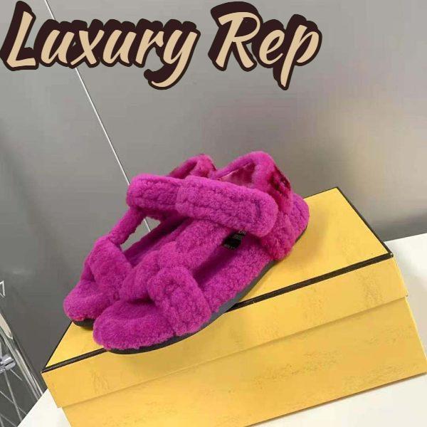 Replica Fendi Women Feel Purple Sheepskin Sandals 7