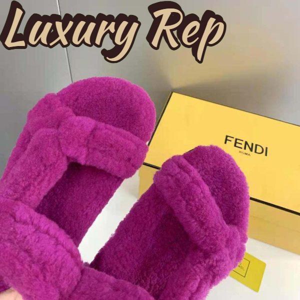 Replica Fendi Women Feel Purple Sheepskin Sandals 9