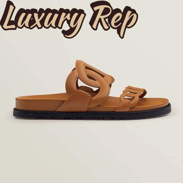 Replica Hermes Women Extra Sandal in Nappa Leather-Brown