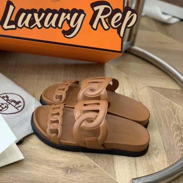 Replica Hermes Women Extra Sandal in Nappa Leather-Brown 7