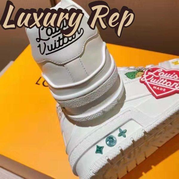 Replica Louis Vuitton Unisex LV Trainer Sneaker White Printed Calf Leather Rubber Outsole 8