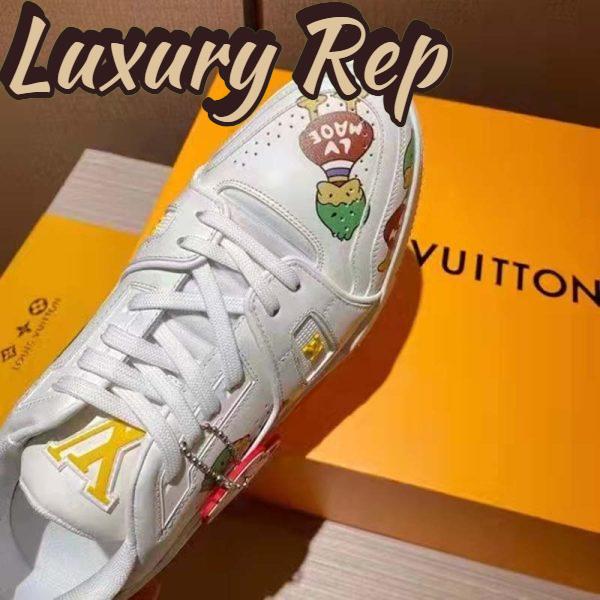 Replica Louis Vuitton Unisex LV Trainer Sneaker White Printed Calf Leather Rubber Outsole 10