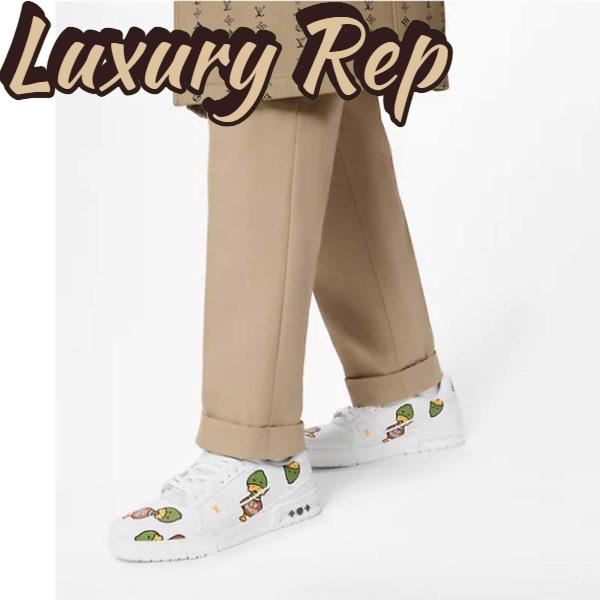 Replica Louis Vuitton Unisex LV Trainer Sneaker White Printed Calf Leather Rubber Outsole 12