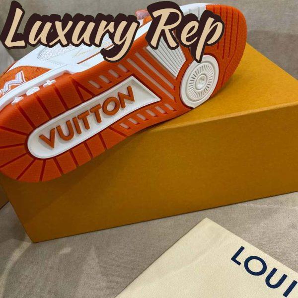 Replica Louis Vuitton Unisex LV Trainer Sneaker Orange Monogram Denim Rubber Outsole Monogram Flowers 13