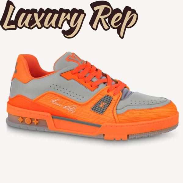 Replica Louis Vuitton Unisex LV Trainer Sneaker Orange Epi Calf Leather Rubber Outsole