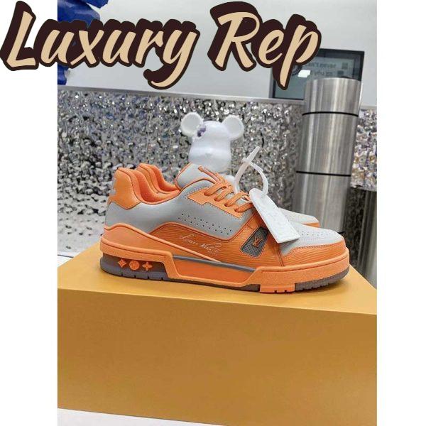 Replica Louis Vuitton Unisex LV Trainer Sneaker Orange Epi Calf Leather Rubber Outsole 4