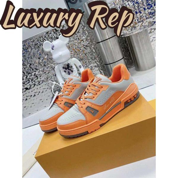 Replica Louis Vuitton Unisex LV Trainer Sneaker Orange Epi Calf Leather Rubber Outsole 5