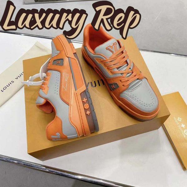 Replica Louis Vuitton Unisex LV Trainer Sneaker Orange Epi Calf Leather Rubber Outsole 6