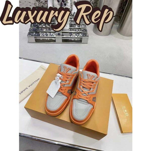 Replica Louis Vuitton Unisex LV Trainer Sneaker Orange Epi Calf Leather Rubber Outsole 8