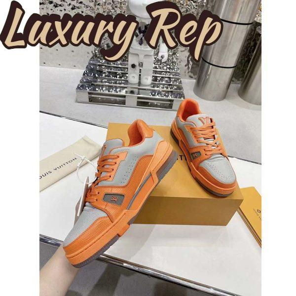 Replica Louis Vuitton Unisex LV Trainer Sneaker Orange Epi Calf Leather Rubber Outsole 9