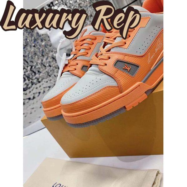 Replica Louis Vuitton Unisex LV Trainer Sneaker Orange Epi Calf Leather Rubber Outsole 10