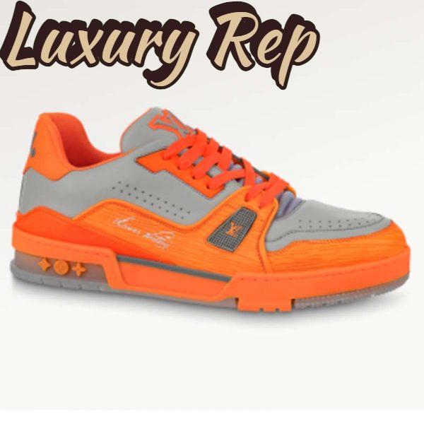 Replica Louis Vuitton Unisex LV Trainer Sneaker Orange Epi Calf Leather Rubber Outsole #54