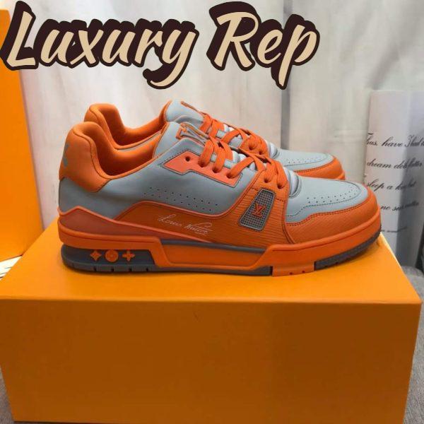 Replica Louis Vuitton Unisex LV Trainer Sneaker Orange Epi Calf Leather Rubber Outsole #54 3