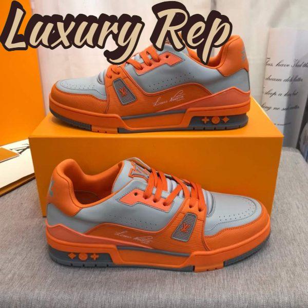 Replica Louis Vuitton Unisex LV Trainer Sneaker Orange Epi Calf Leather Rubber Outsole #54 4
