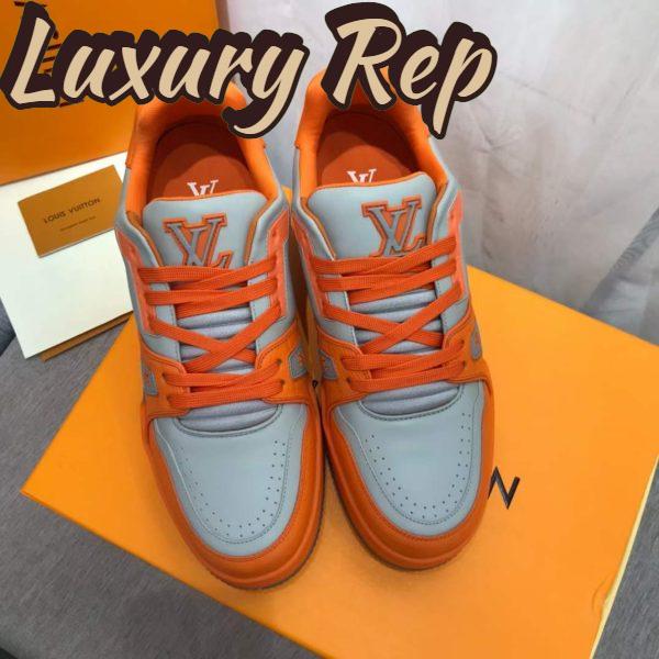 Replica Louis Vuitton Unisex LV Trainer Sneaker Orange Epi Calf Leather Rubber Outsole #54 5