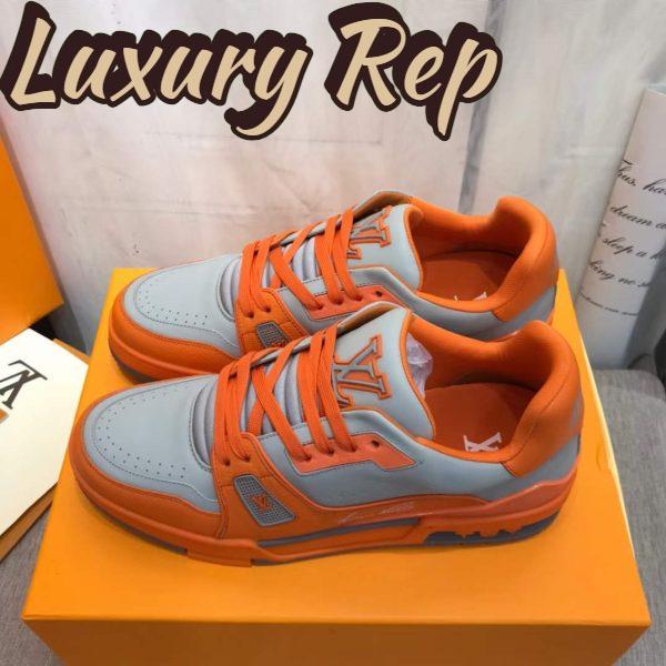 Replica Louis Vuitton Unisex LV Trainer Sneaker Orange Epi Calf Leather Rubber Outsole #54 6