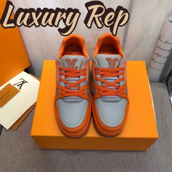 Replica Louis Vuitton Unisex LV Trainer Sneaker Orange Epi Calf Leather Rubber Outsole #54 7