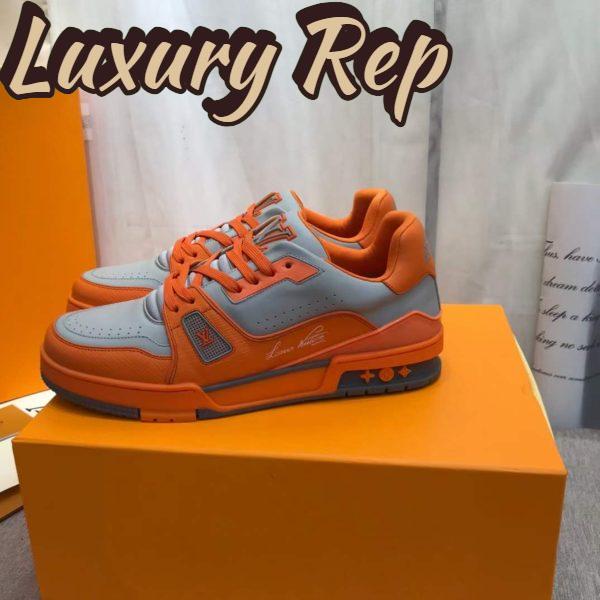 Replica Louis Vuitton Unisex LV Trainer Sneaker Orange Epi Calf Leather Rubber Outsole #54 8