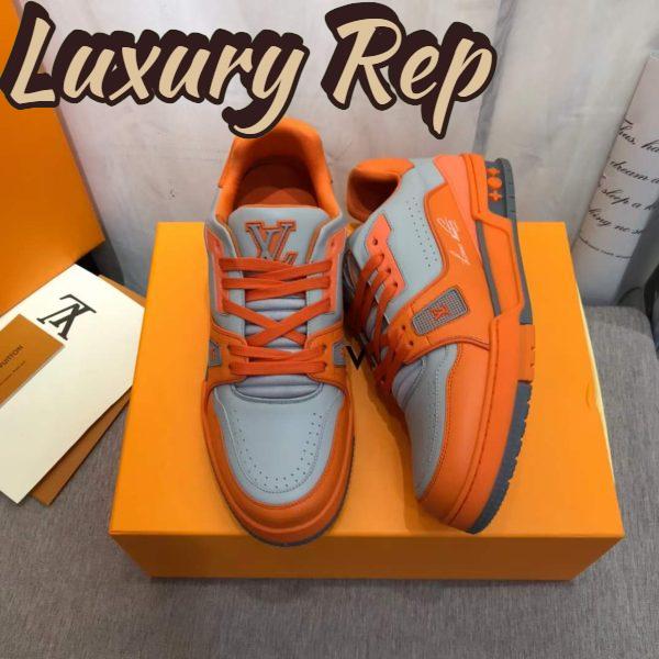 Replica Louis Vuitton Unisex LV Trainer Sneaker Orange Epi Calf Leather Rubber Outsole #54 9