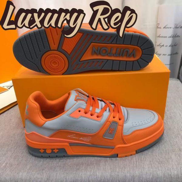 Replica Louis Vuitton Unisex LV Trainer Sneaker Orange Epi Calf Leather Rubber Outsole #54 10