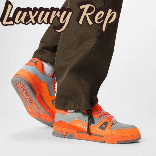 Replica Louis Vuitton Unisex LV Trainer Sneaker Orange Epi Calf Leather Rubber Outsole #54 13